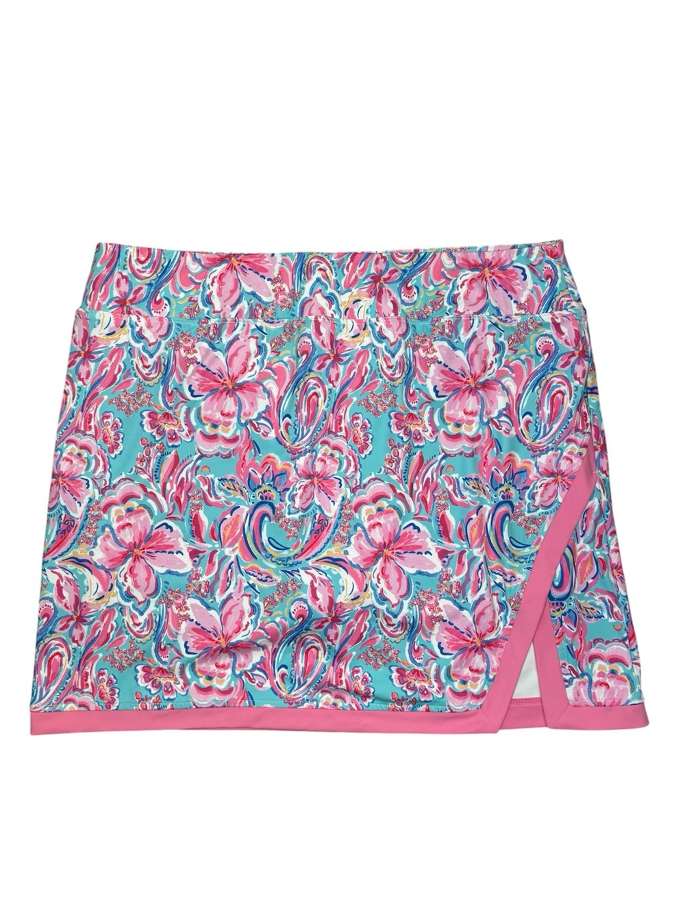 Stella Parker Skort Pink Blue Floral Side Slit UPF 50